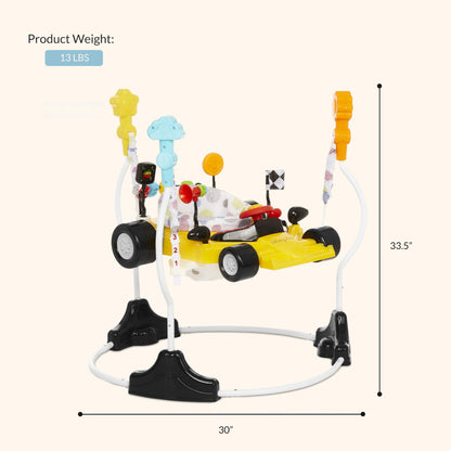 Side view of Dream On Me Champ yellow car themed jumper