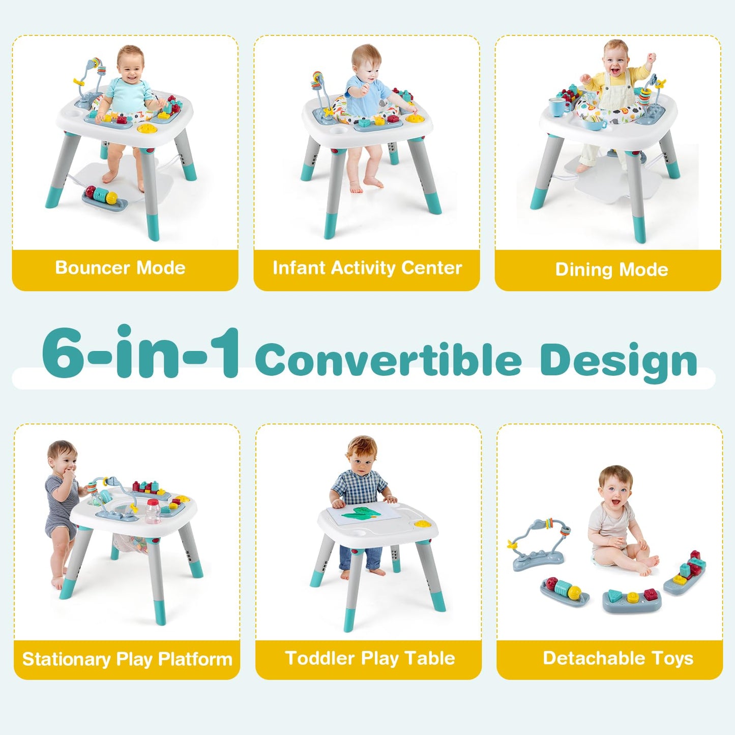Baby Joy 6-in-1 activity center with 360 degree rotating seat