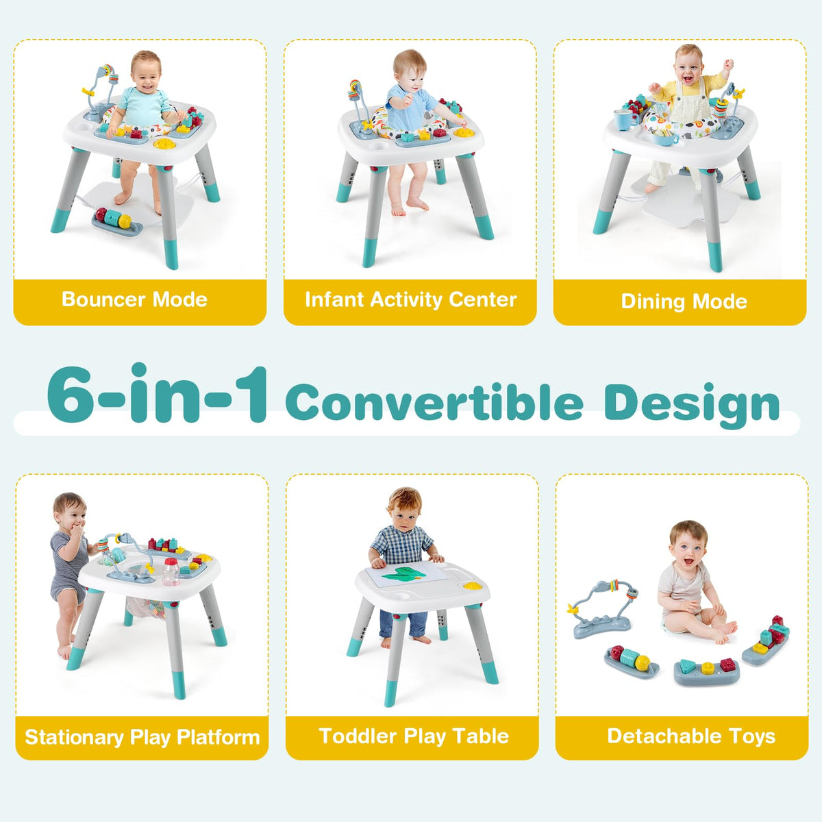 Baby Joy 6-in-1 activity center shown in toddler play table mode