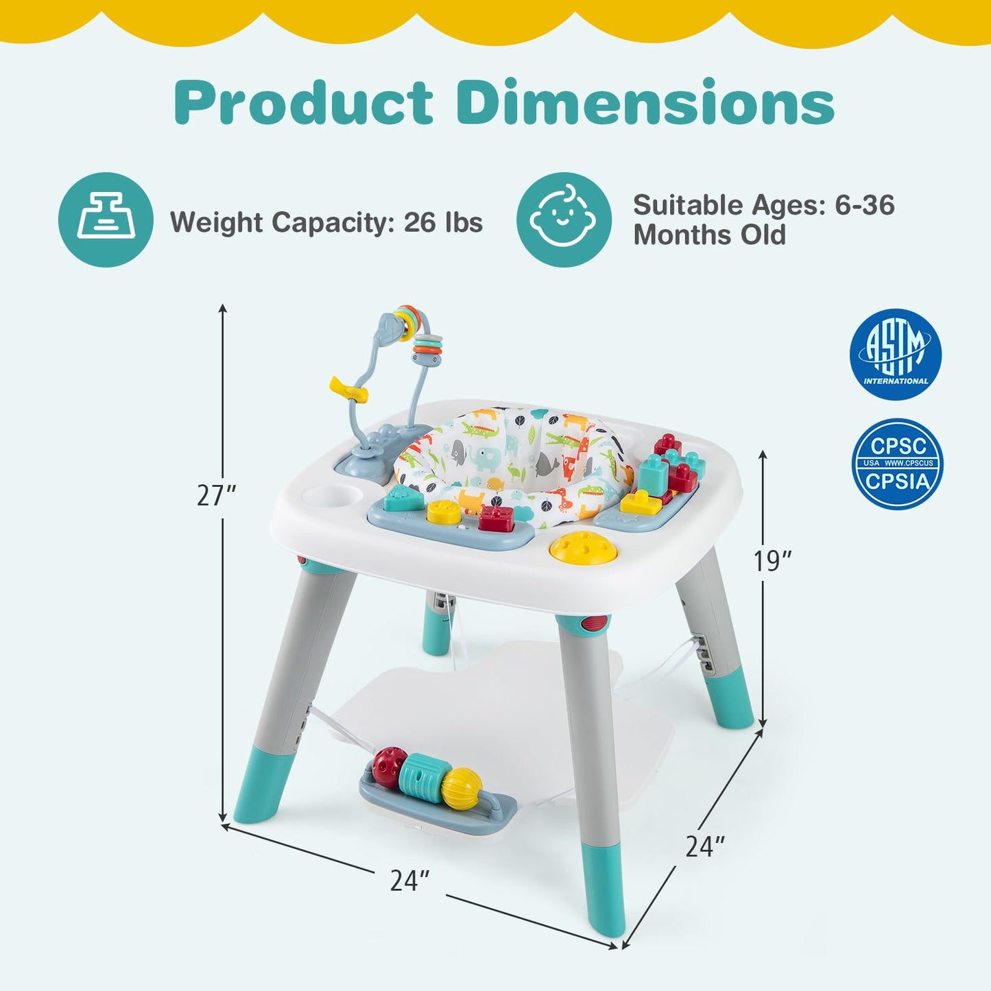Soft padded seat of Baby Joy baby activity center