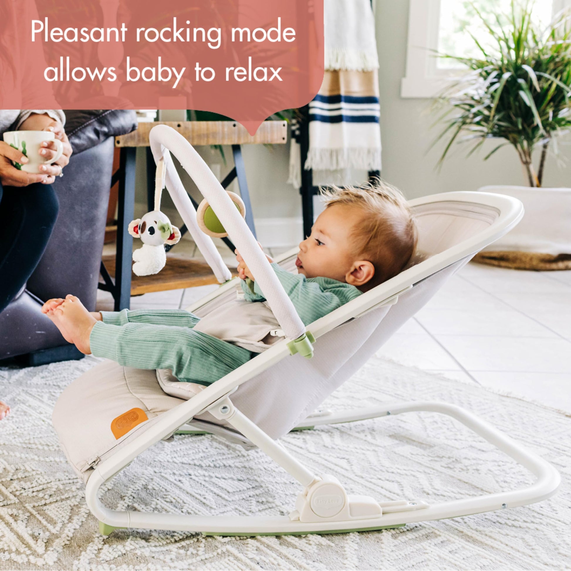 Tiny Love baby rocker in stationary mode earth tones