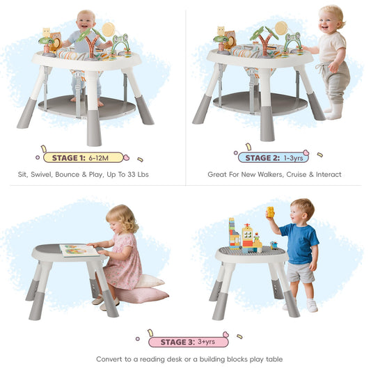 Baby jumper with 5 interactive toys and music