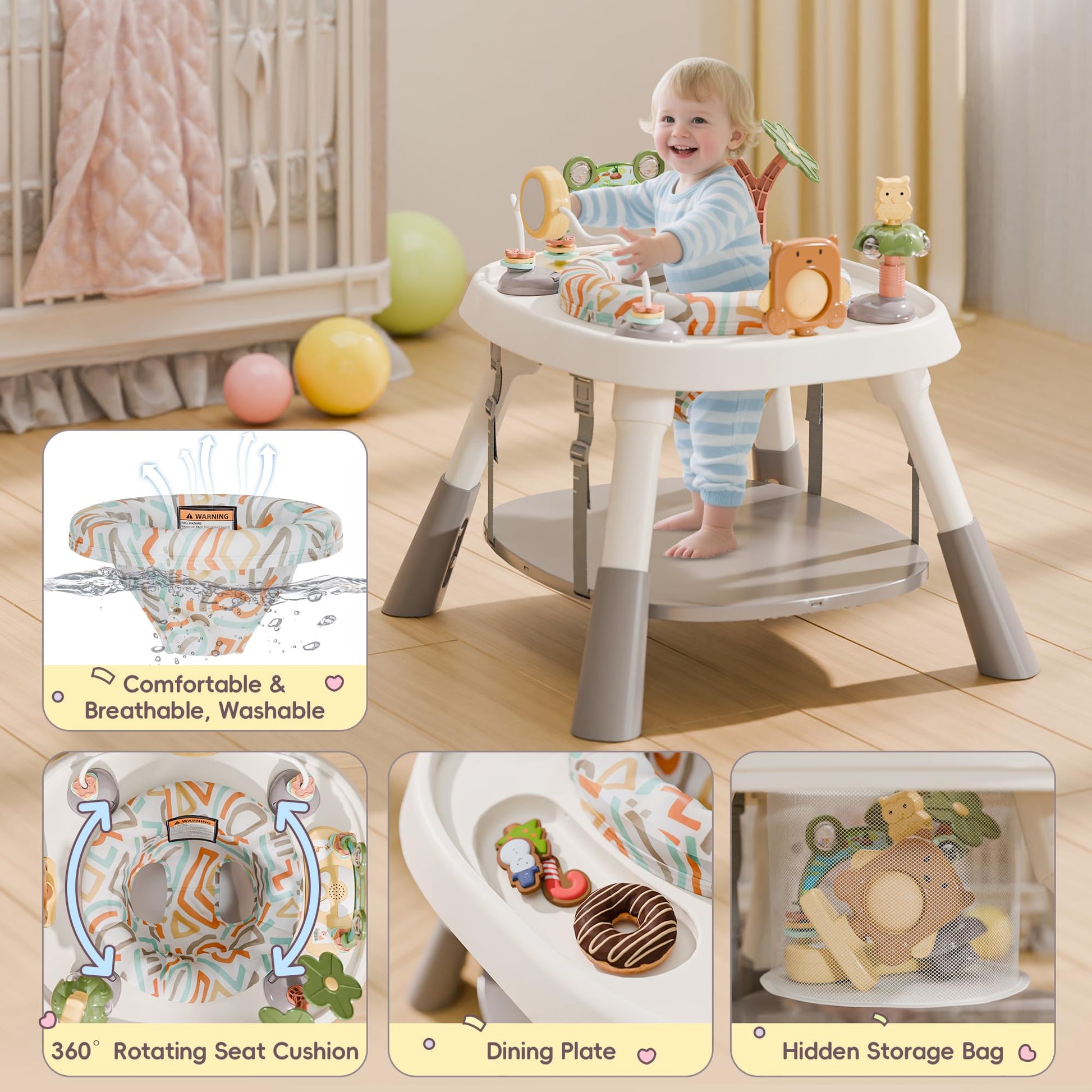 360 degree rotating seat for baby activity center