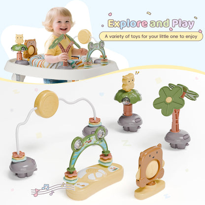 Adjustable height baby stationary play table