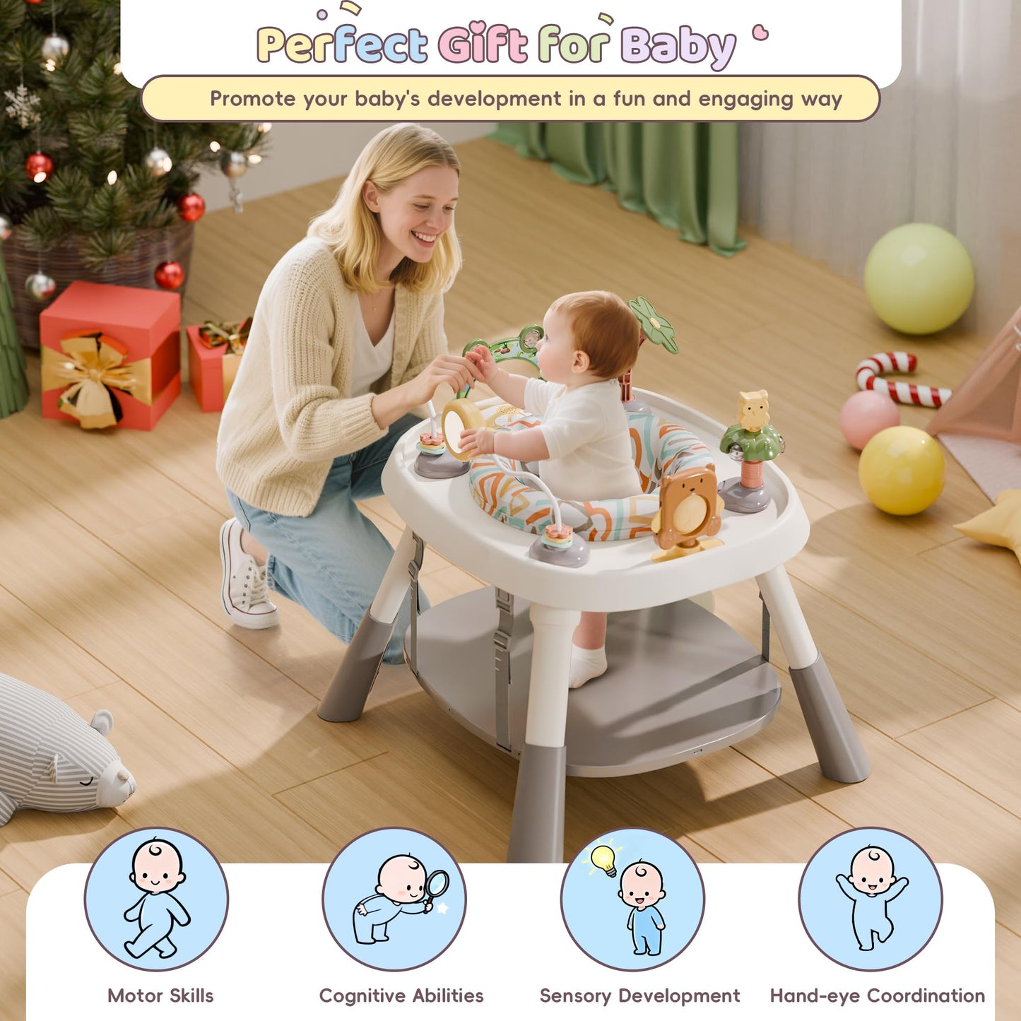 Infant activity center with musical learning toys