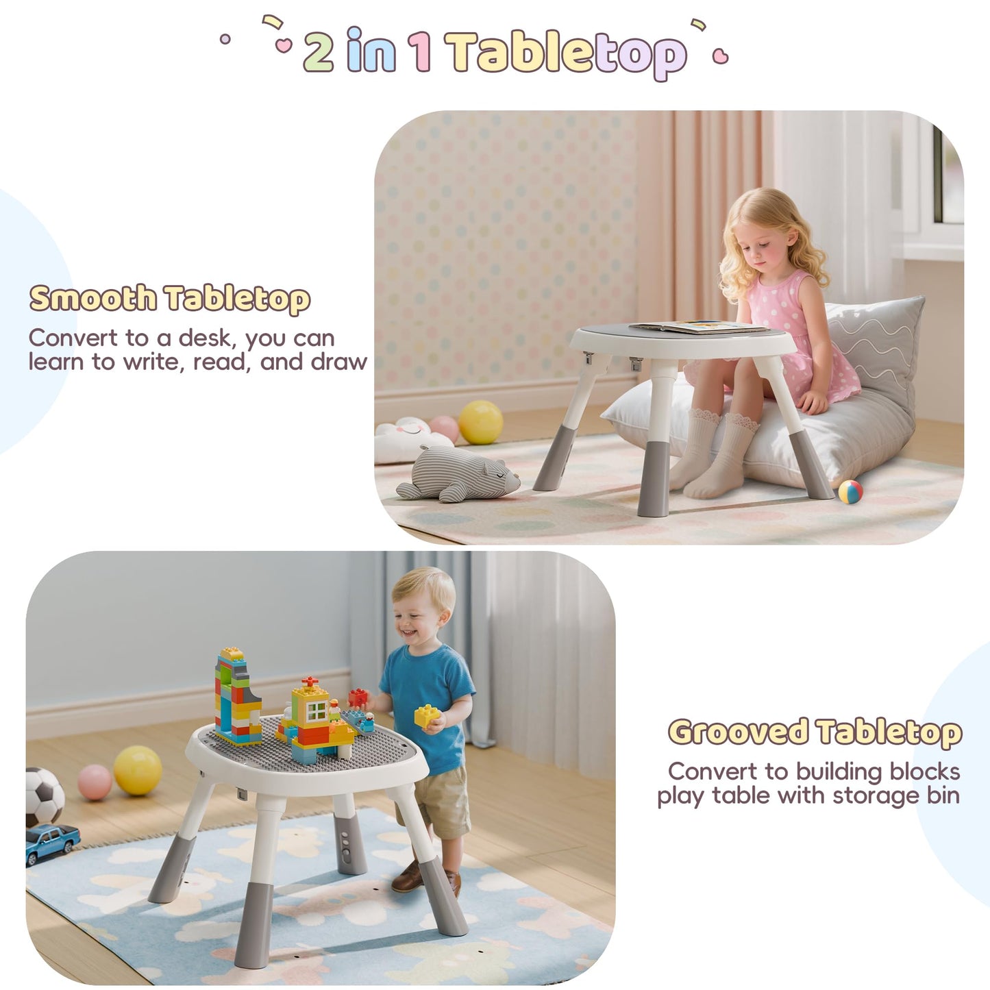 Close up of baby activity center developmental toys