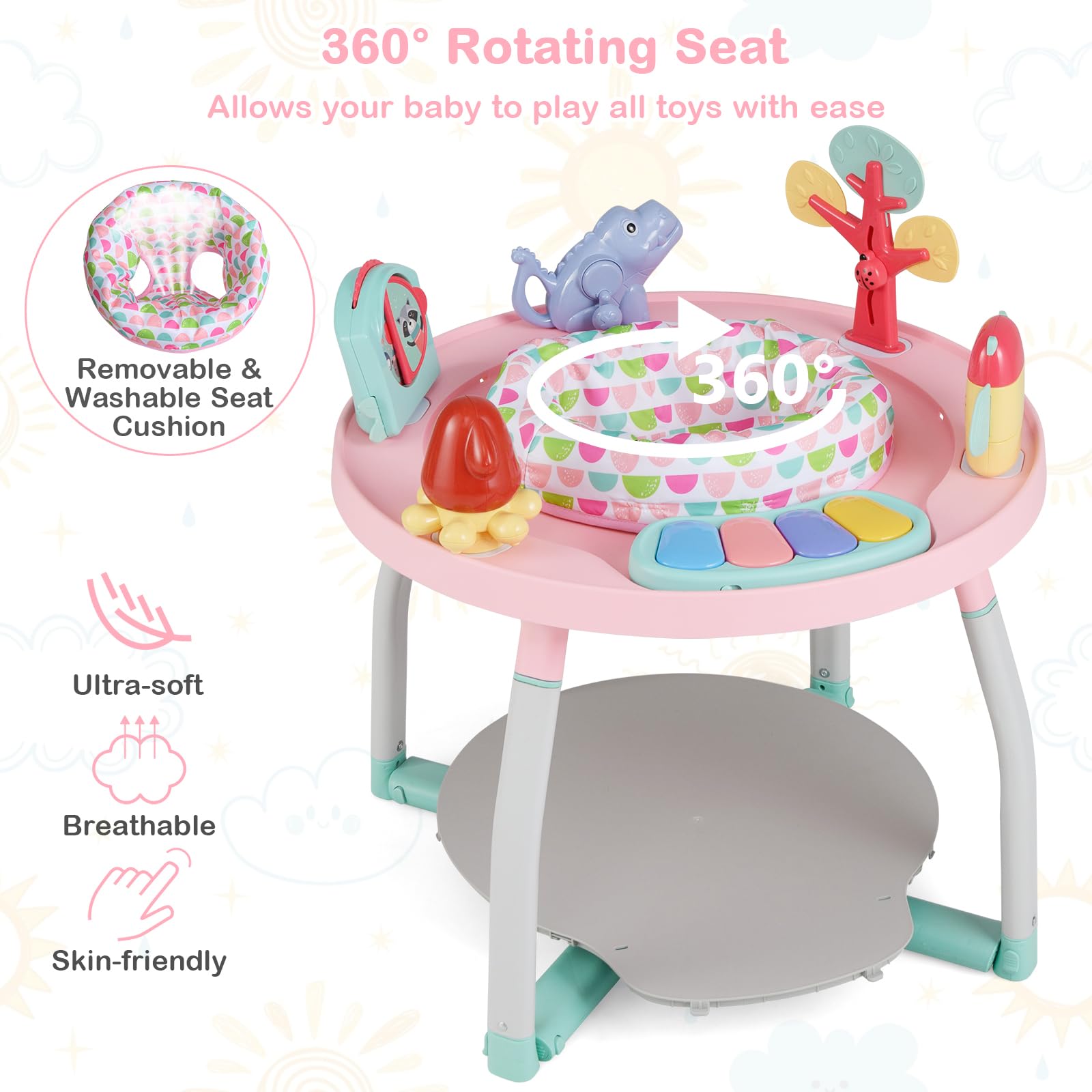 Honey Joy baby jumper showing 3 height adjustable levels