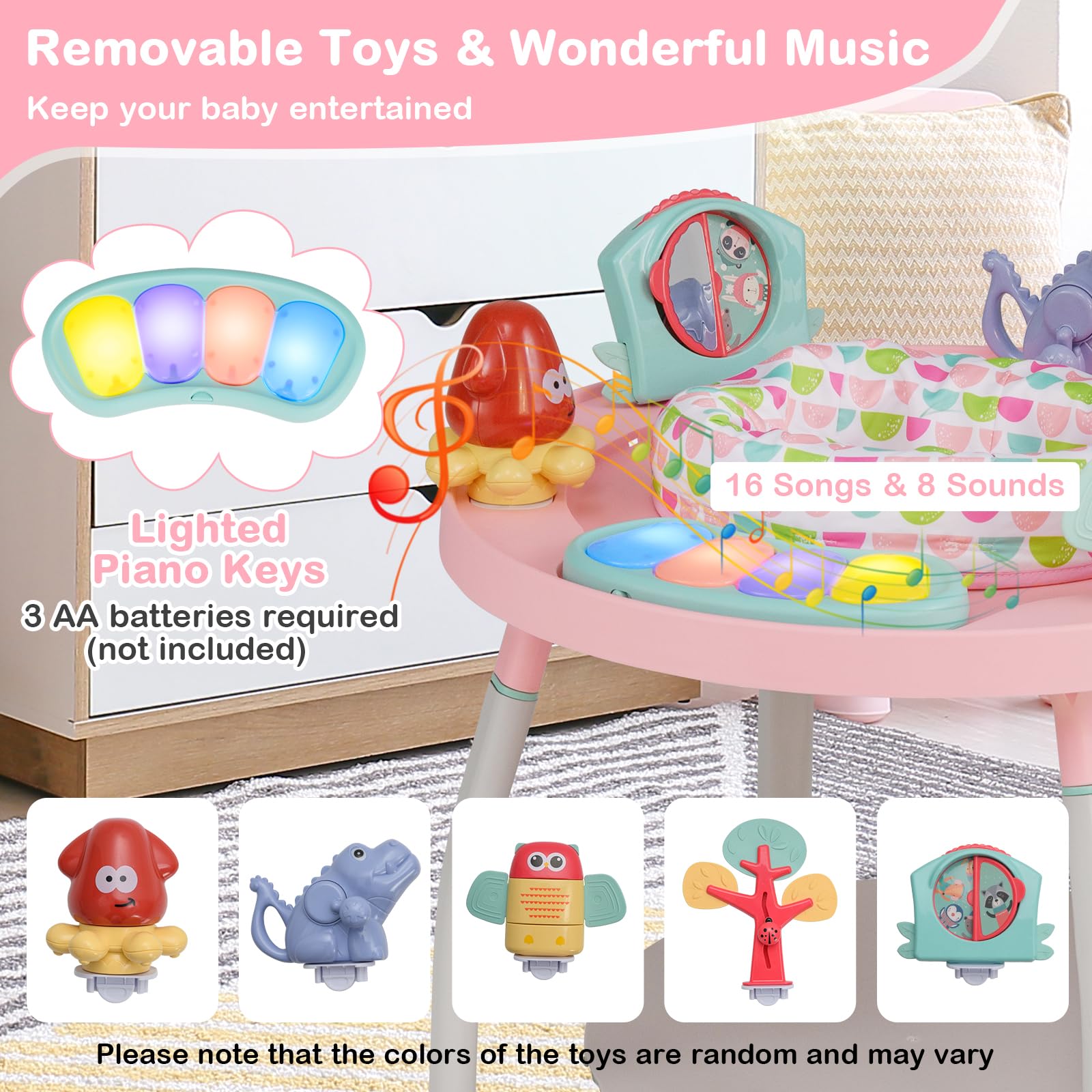 Honey Joy pink activity center converted into standing play table