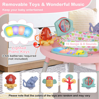 Honey Joy pink activity center converted into standing play table