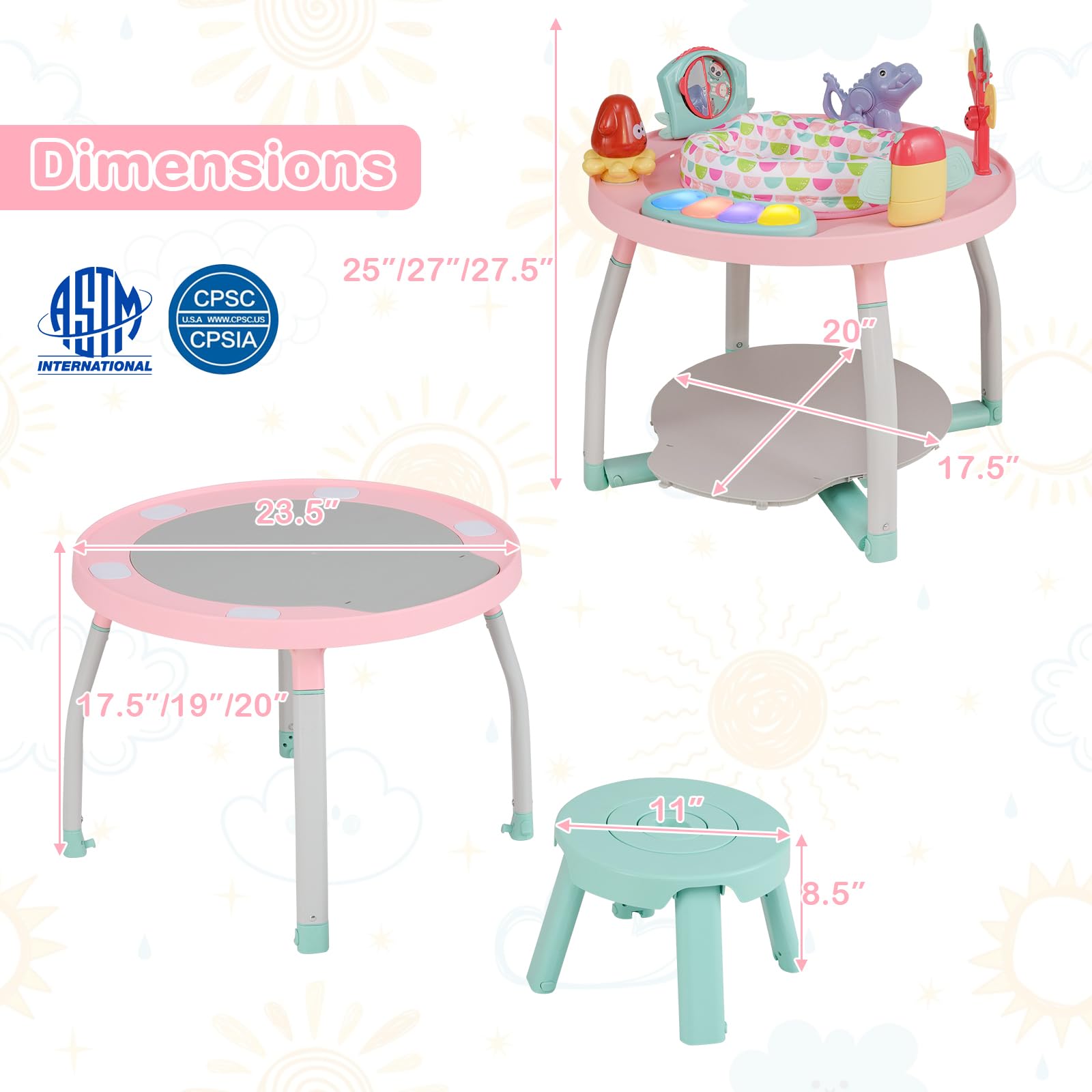 Honey Joy baby activity center seat cushion and safety features