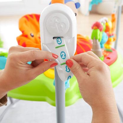Side view of Fisher-Price Jumperoo showing height adjustment