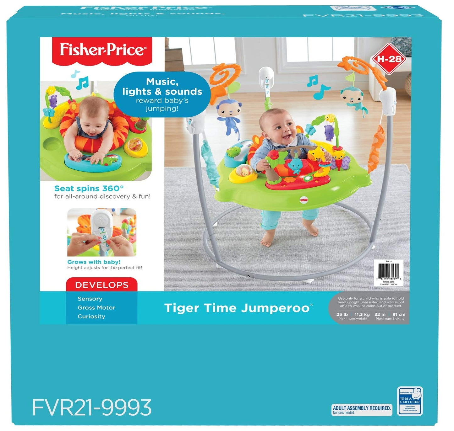 Detailed view of the 360-degree seat on Tiger Time Jumperoo