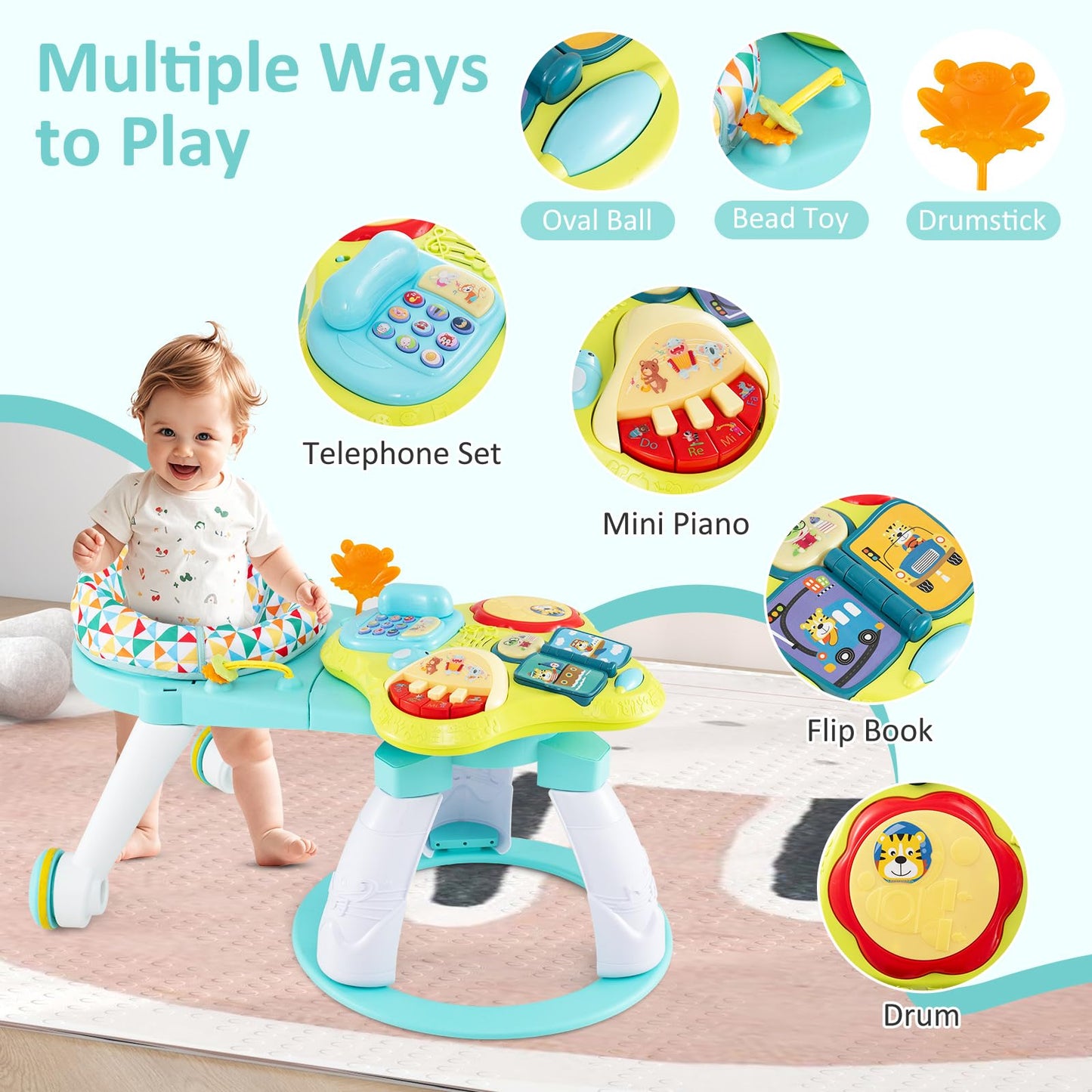 Toddler using Infans standing activity table