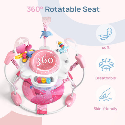 Side profile of Monniebaby baby jumper with adjustable height settings