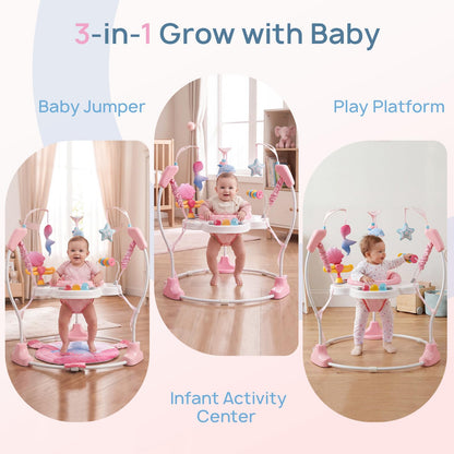 Detailed view of mermaid themed toys on infant activity center