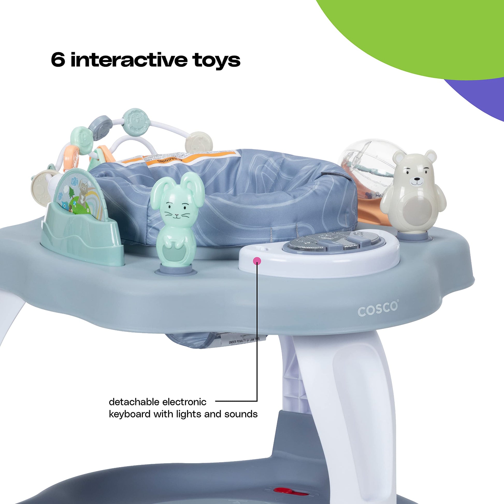 Baby using Cosco Activity Center 360-degree rotating seat
