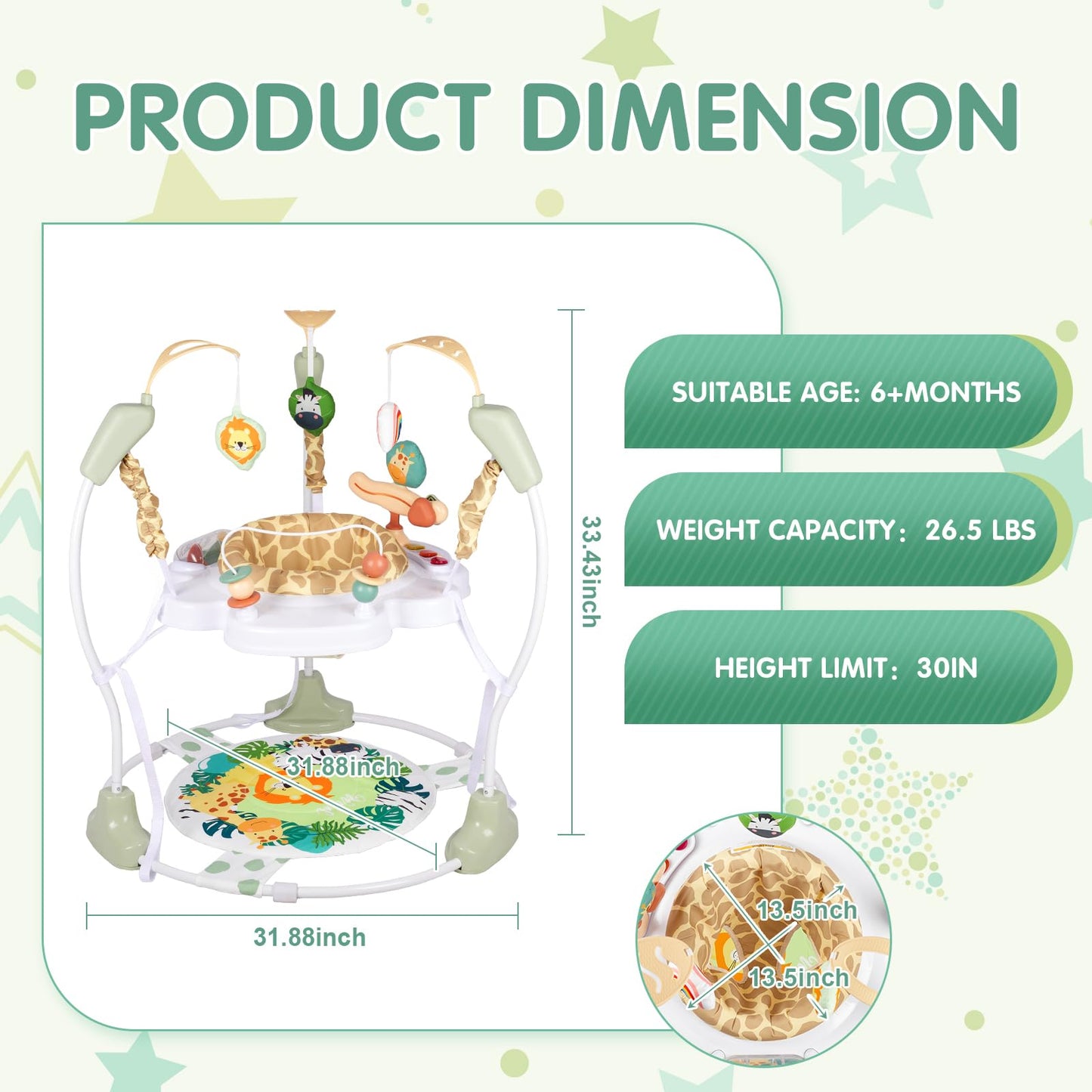 Infant jumper with 360 degree rotating seat