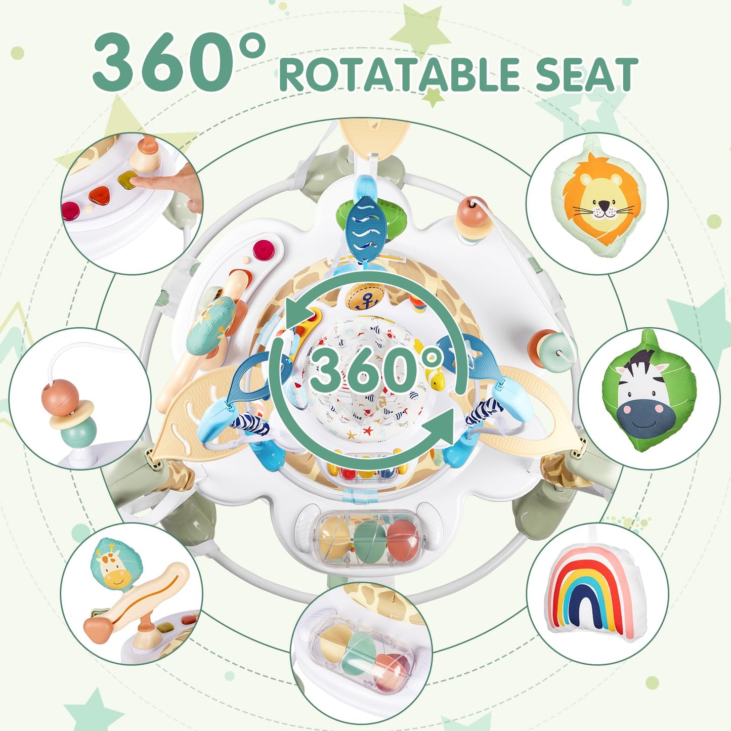 Adjustable height settings on Furmubei baby jumper