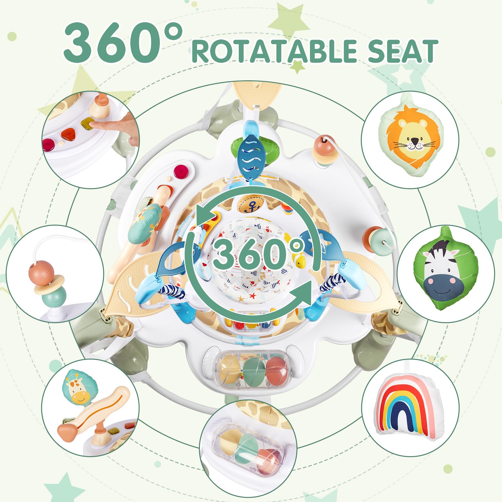Adjustable height settings on Furmubei baby jumper