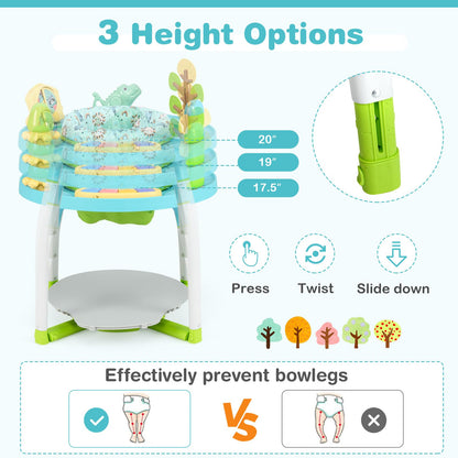 Baby Joy activity center showing adjustable height settings