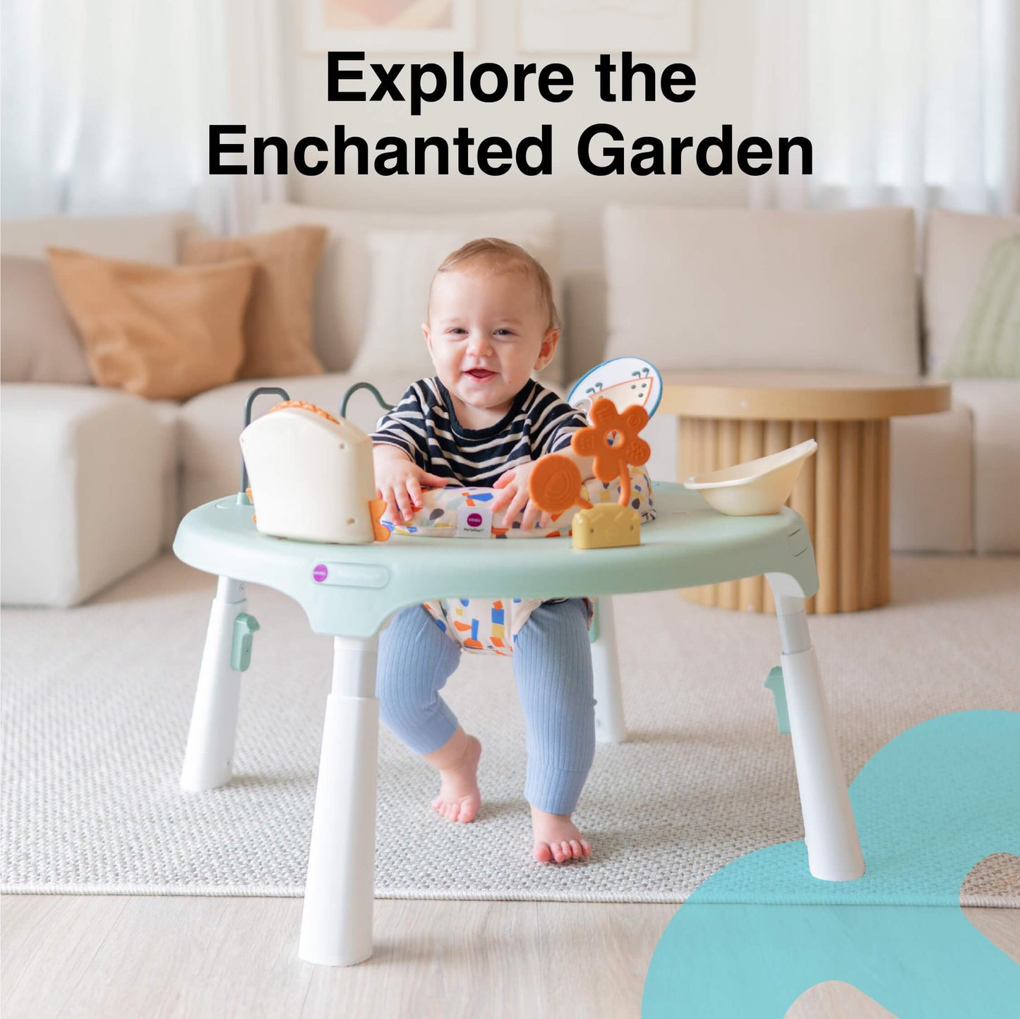 Oribel PortaPlay baby activity center height adjustment mechanism