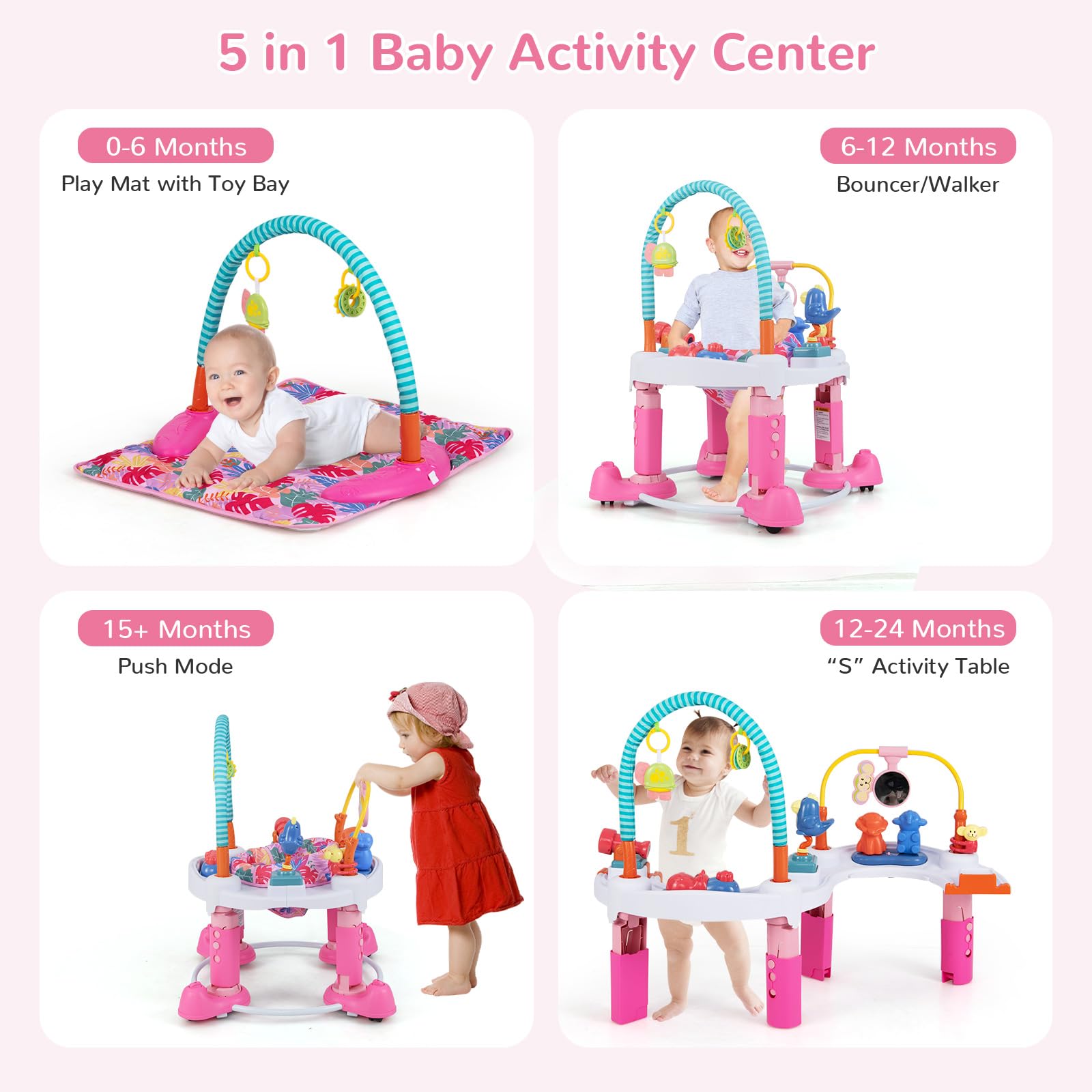 Infans baby walker and bouncer with interactive toys