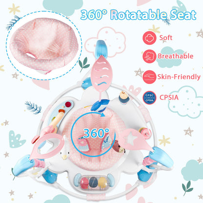 Baby activity center with 360 degree rotating seat