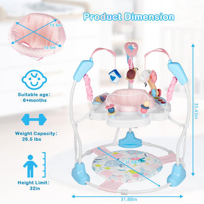 Adjustable height baby activity center settings