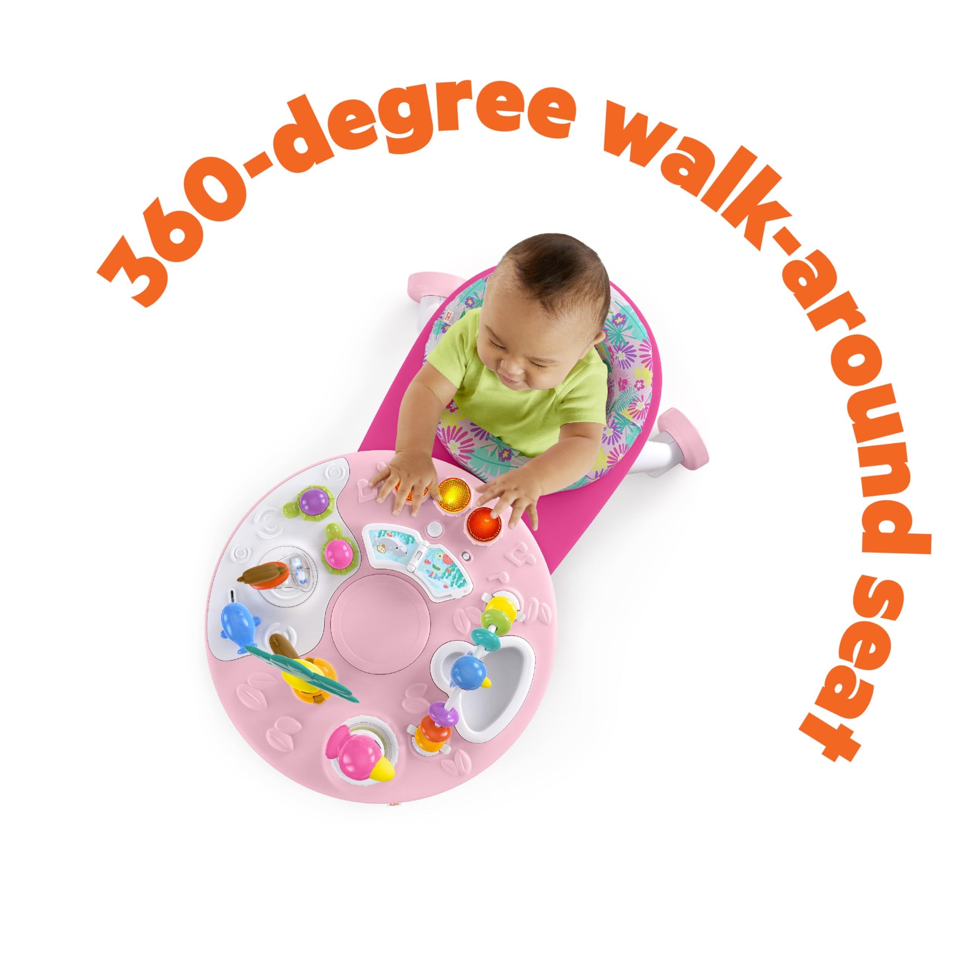 Toddler playing at the Bright Starts standing activity table