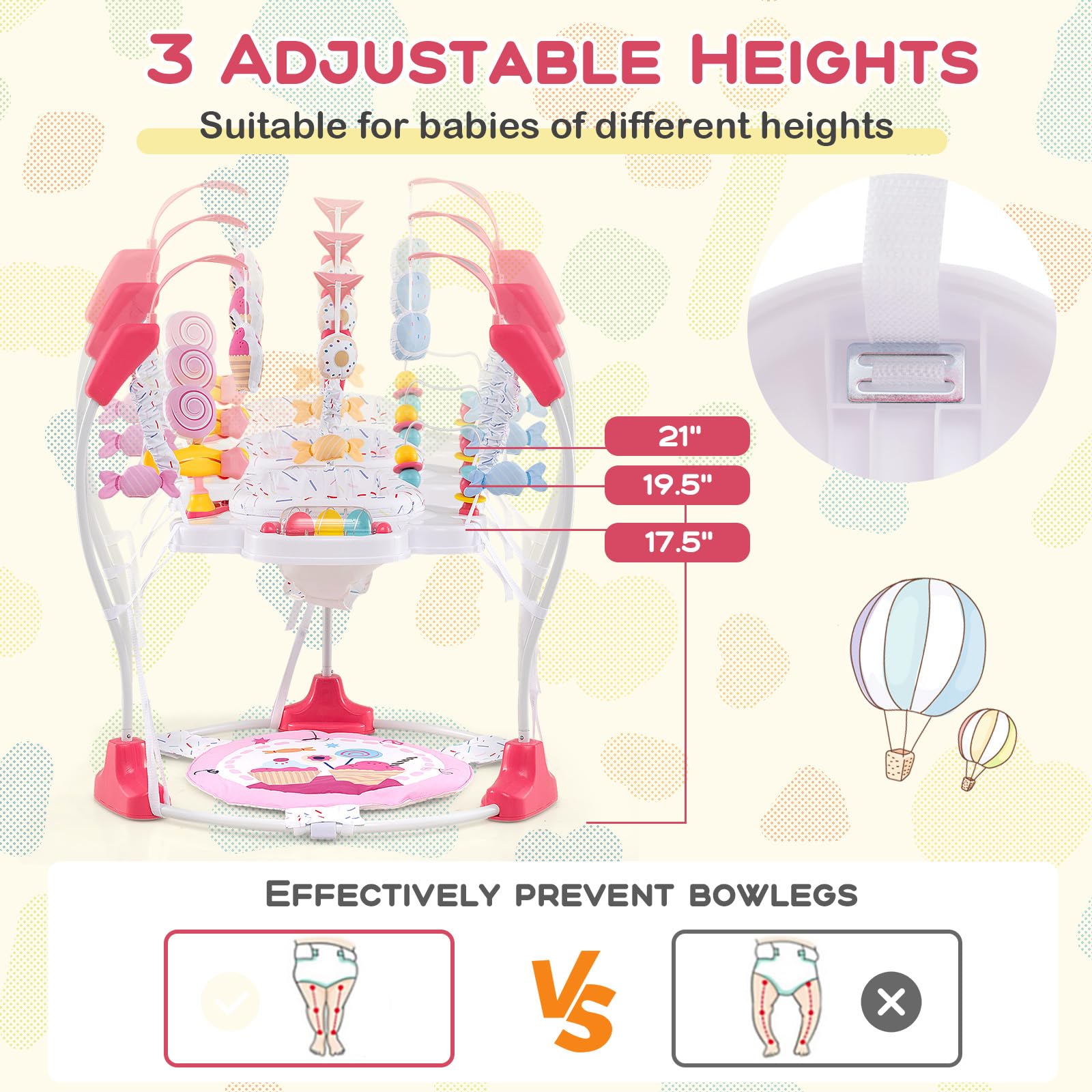 360 degree rotating seat on Baby Joy activity center