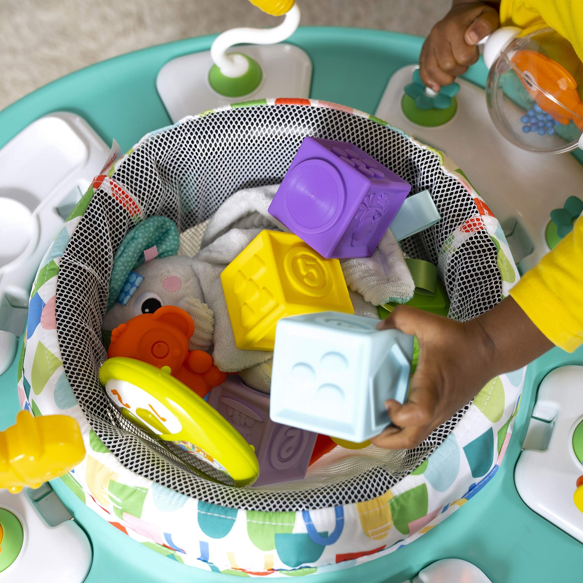 Bright Starts activity center height adjustment mechanism