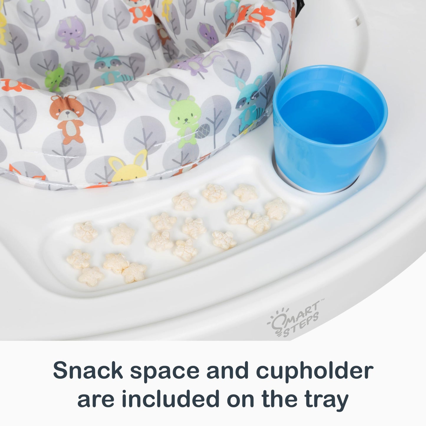 Detailed view of Smart Steps activity center leg support structure