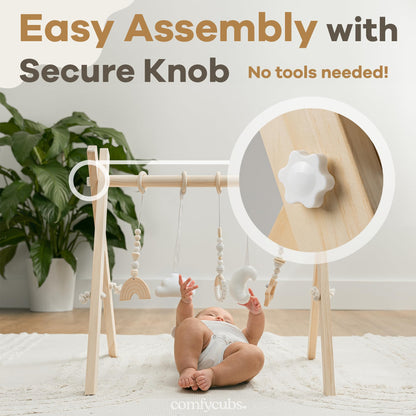 Components of Comfy Cubs tool-free baby play gym