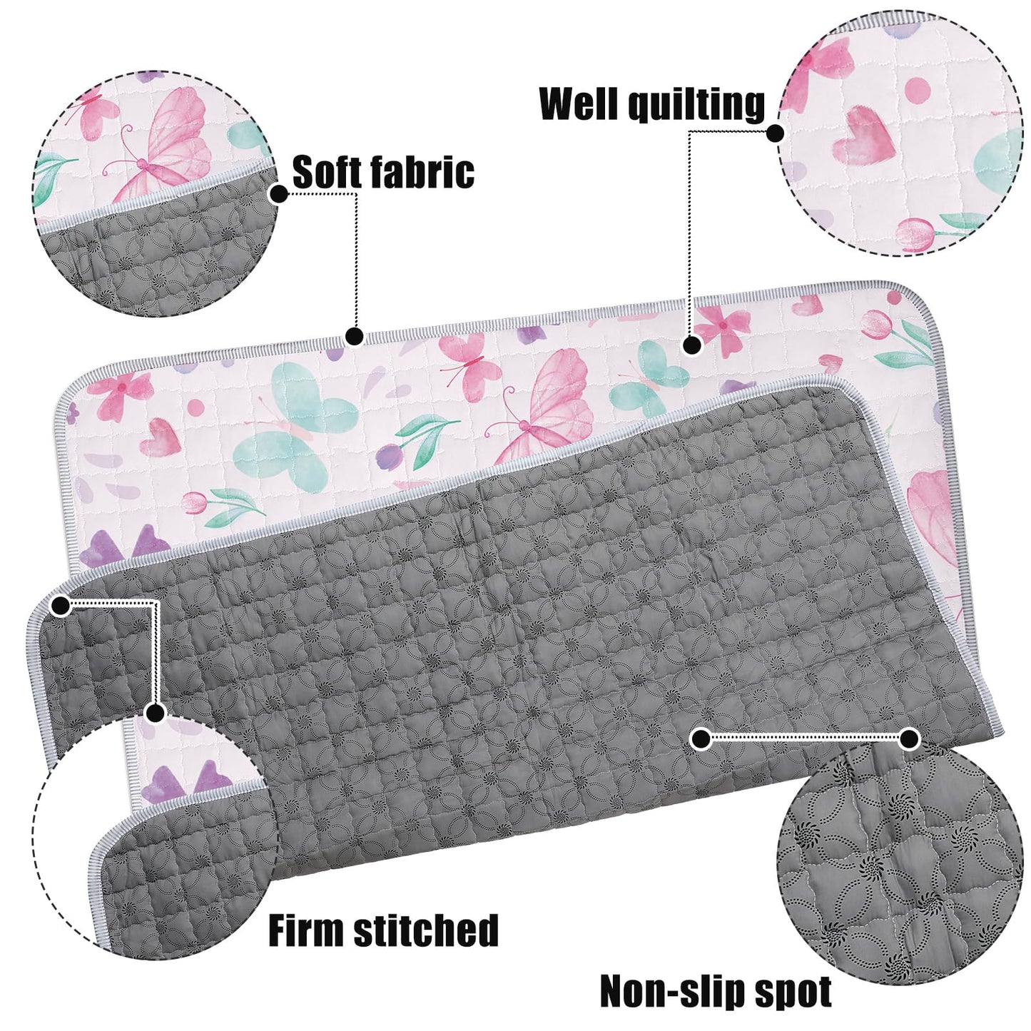 Close up of butterfly pattern on Funtery floor mat