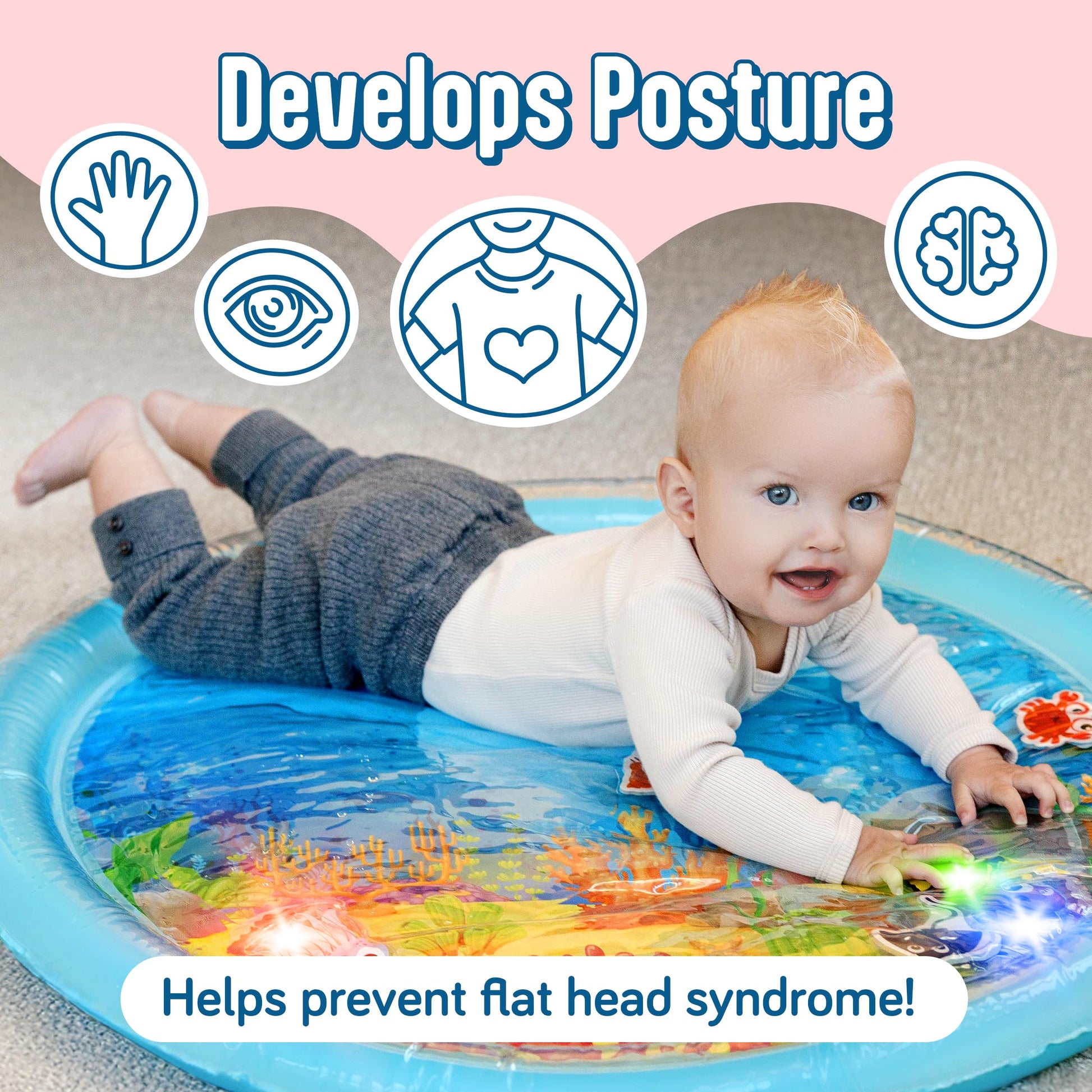 SplashEZ water mat inflated and ready for tummy time