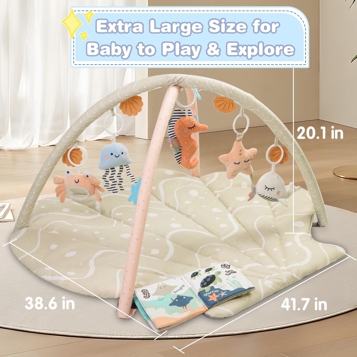 Baby playing comfortably on the soft Suihuooo tummy time mat