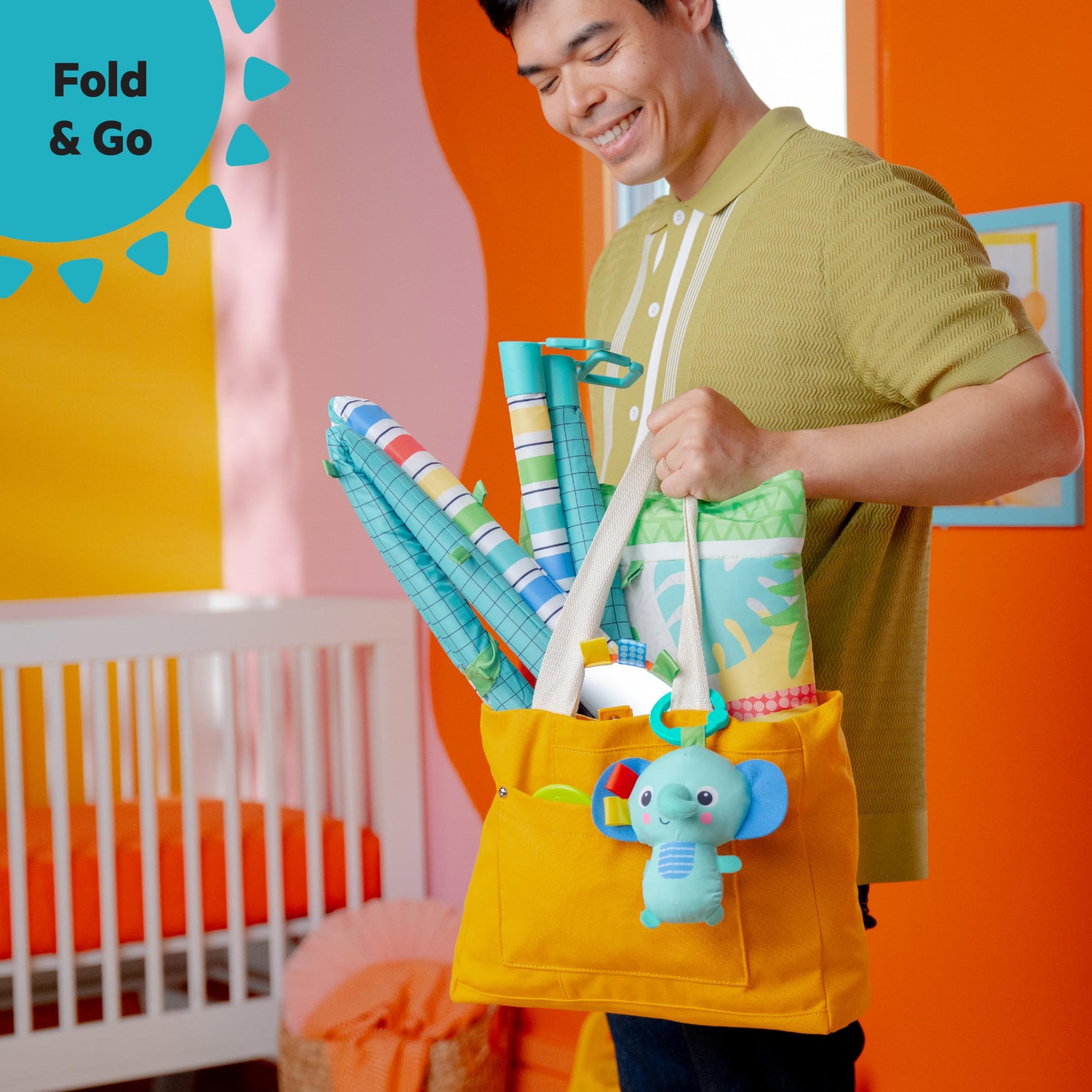Folded Bright Starts Wild Wiggles toy bar for storage