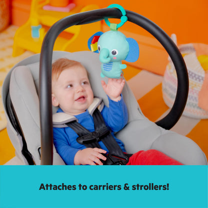 Close up of musical elephant toy on activity gym