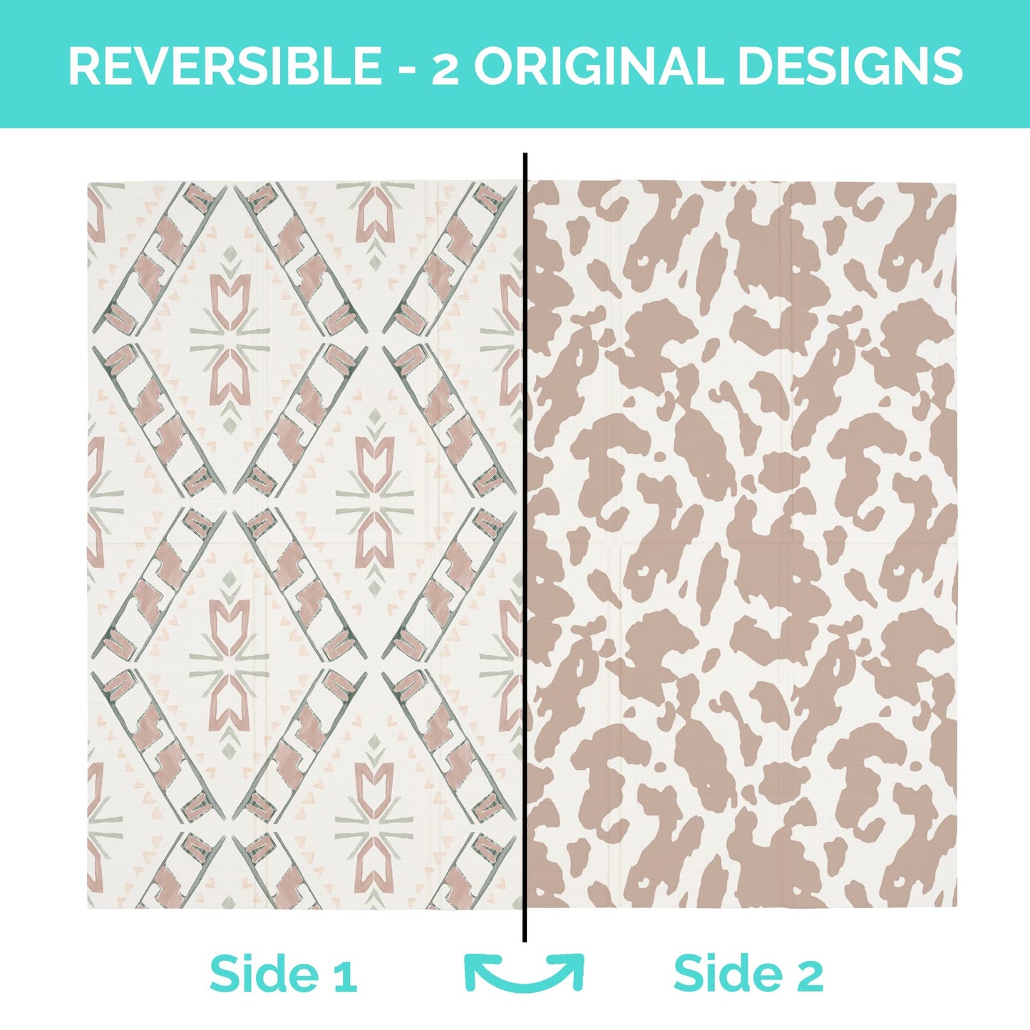 Reversible double sided design patterns on the JumpOff Jo toddler activity mat