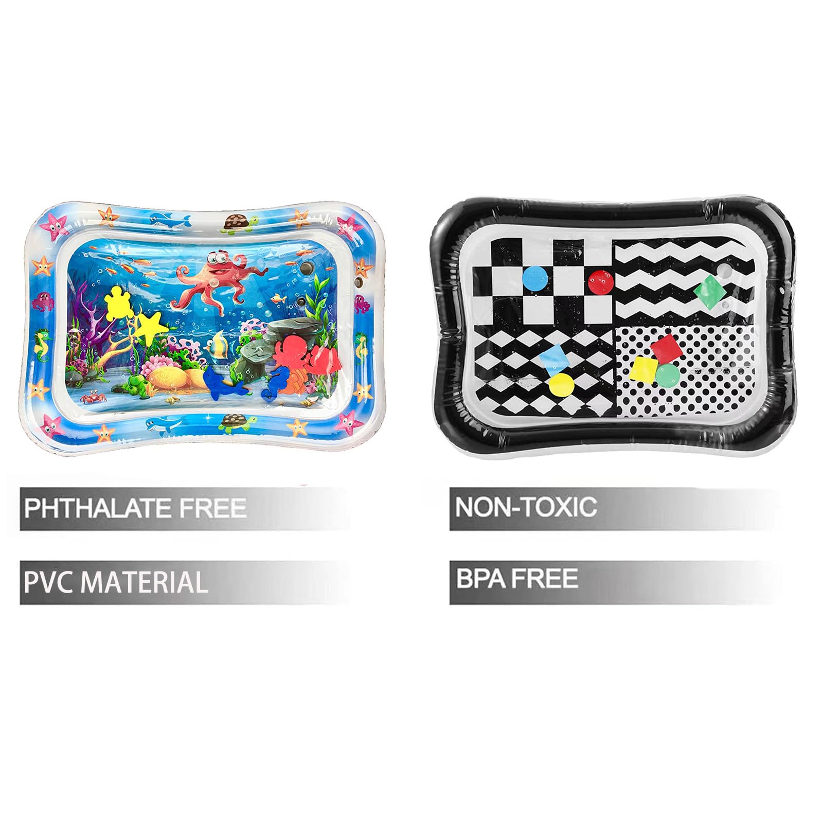 PandaEar infant inflatable water mat black and white high contrast design