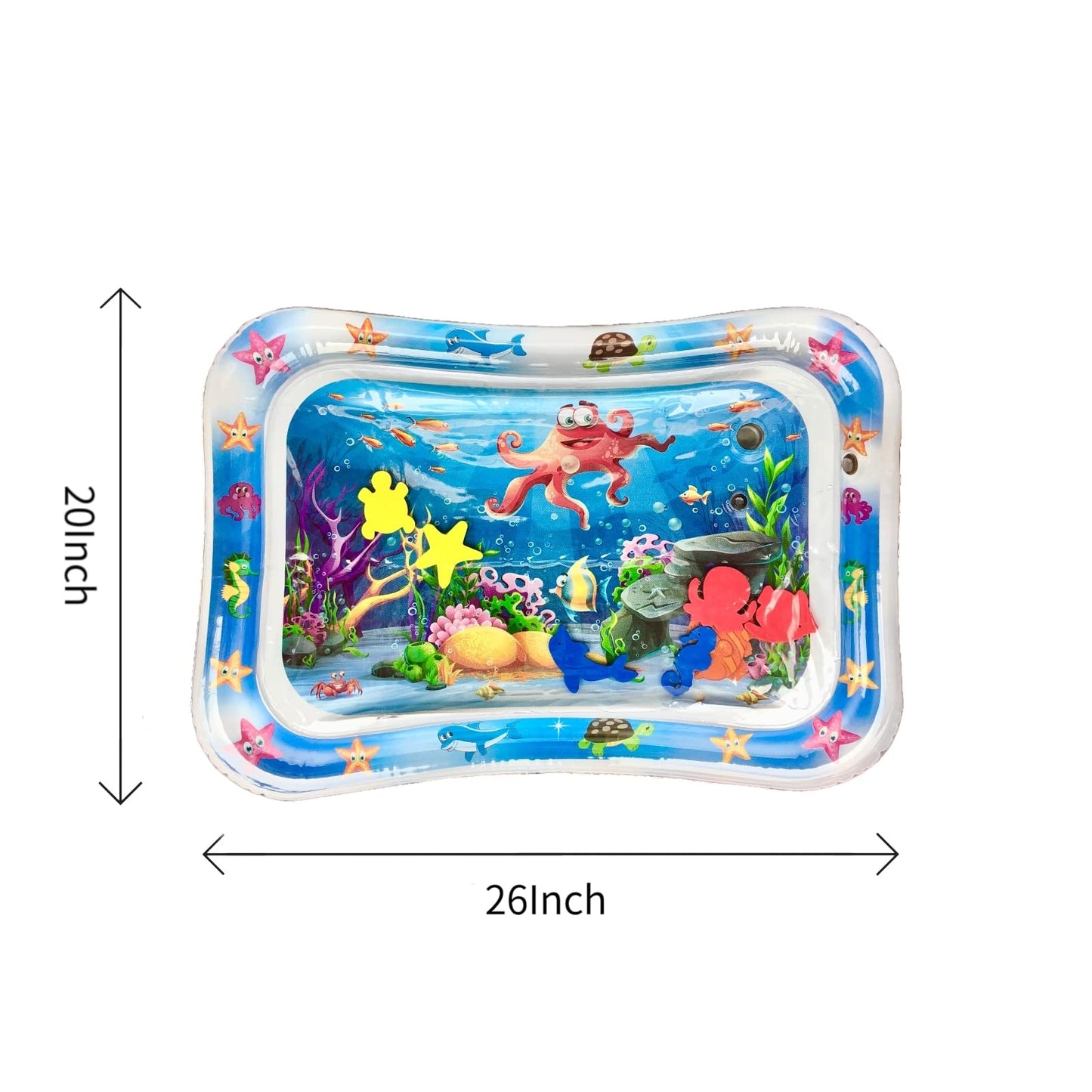 PandaEar baby water mat showing durable leak proof fill valves close up
