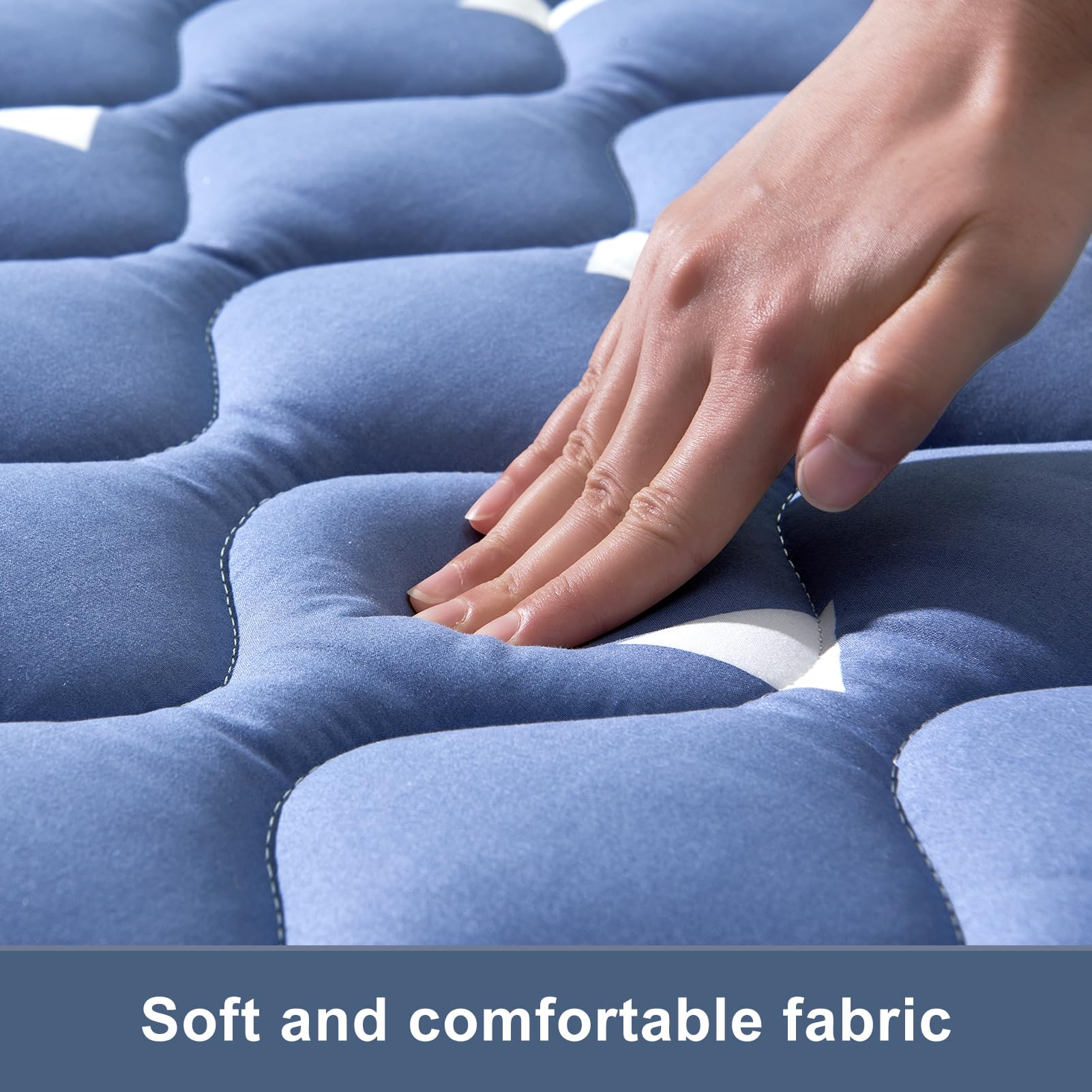 Infant infant tummy time session on the comfortable thickened foam playpen mattress pad.