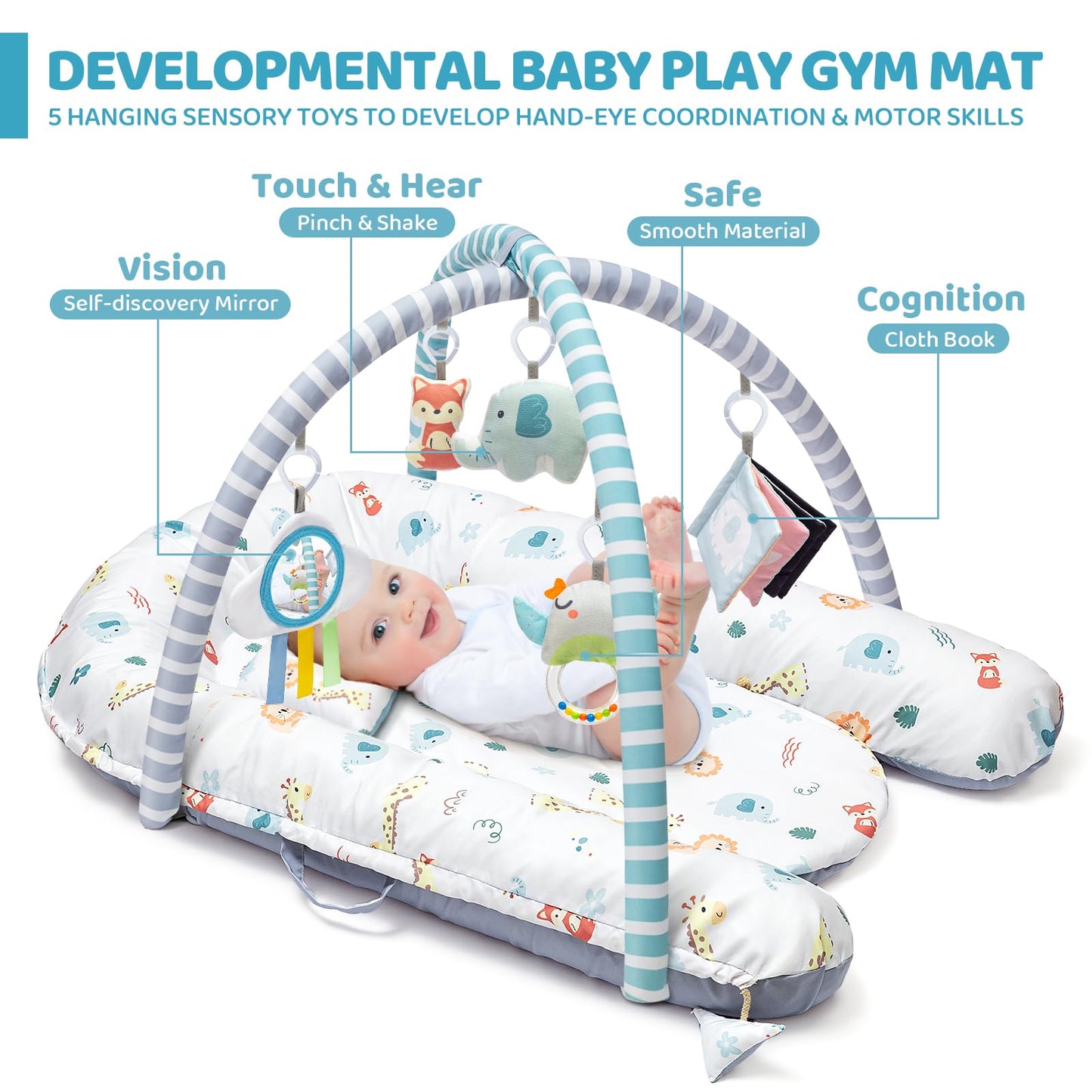 Baby using Jyusmile activity mat for tummy time