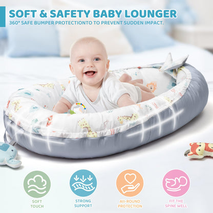 Newborn lying comfortably on Jyusmile activity gym