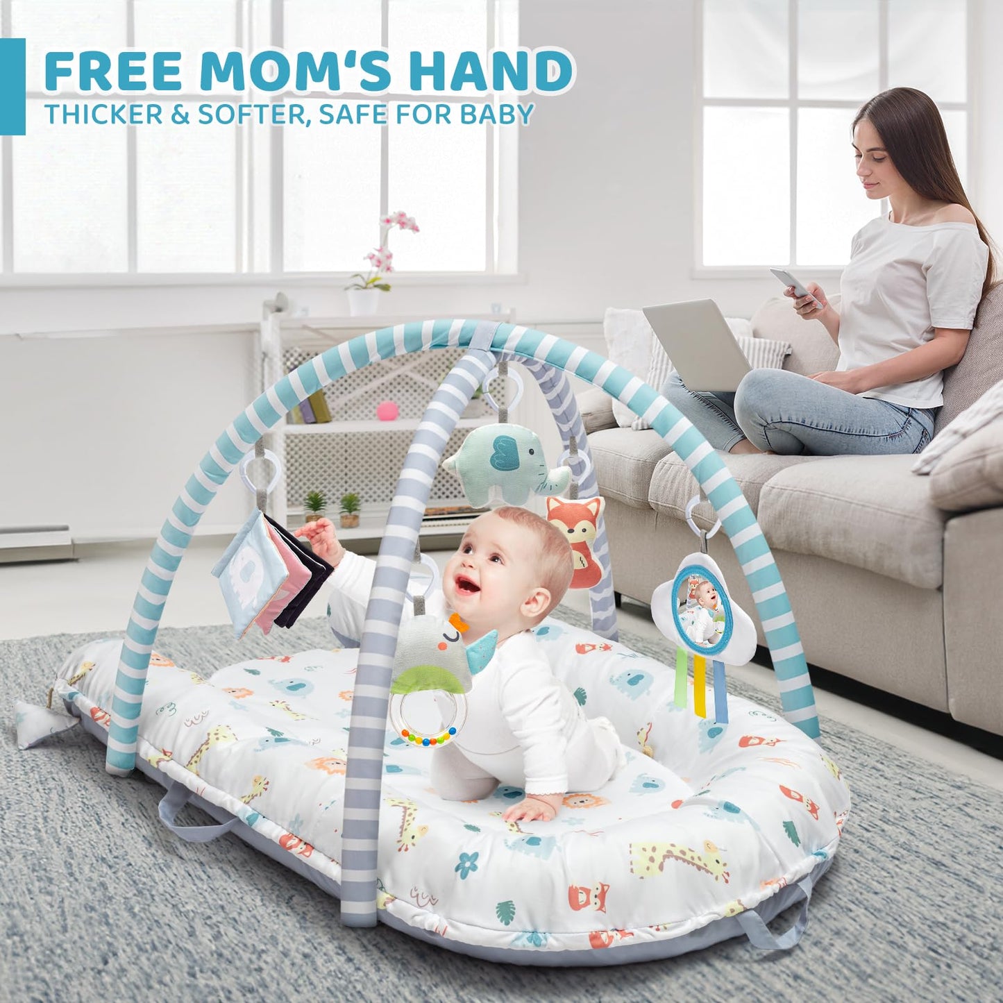 Side profile of safe bumper baby play mat