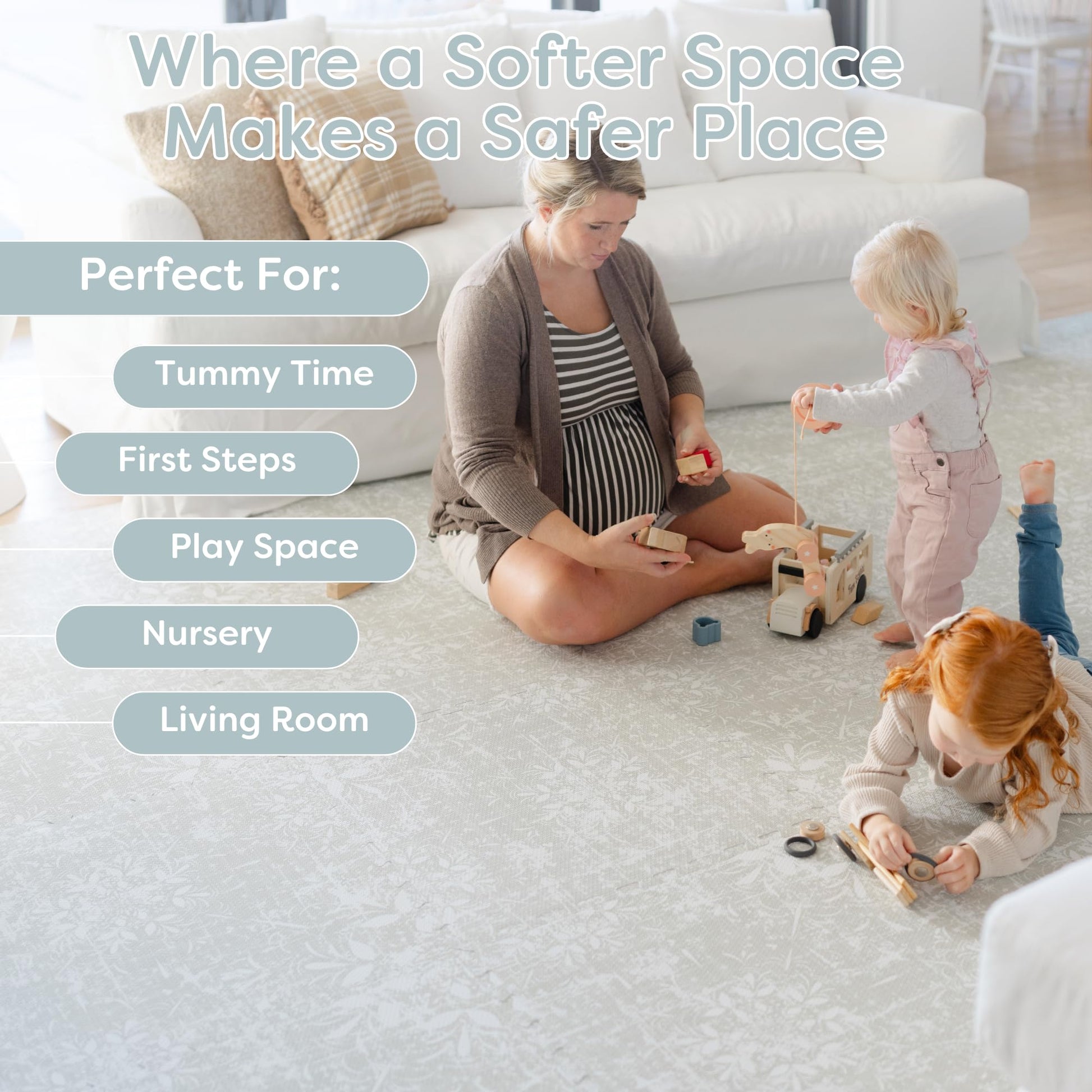 Toddler crawling on Little Landings EVA foam floor mat