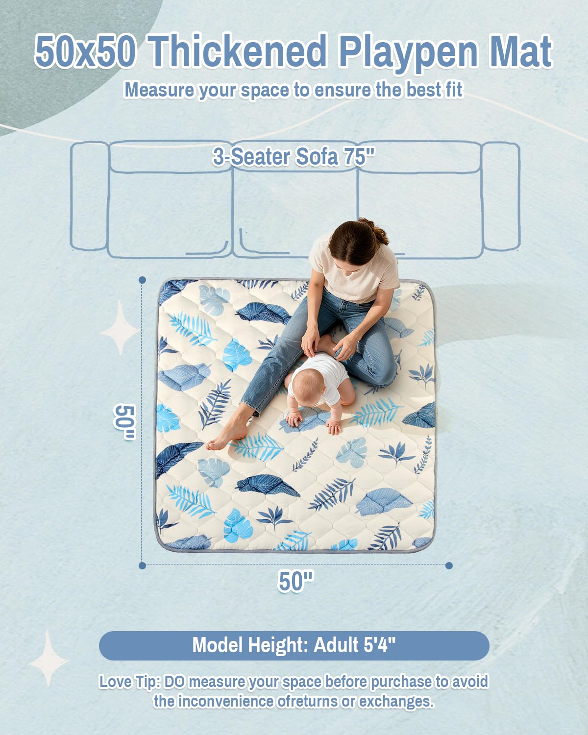 Quafret baby floor mat showing non-slip grip dot backing