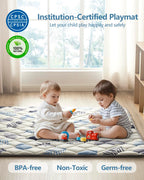 Close-up view of soft polyester fabric and stitching on Quafret baby mat
