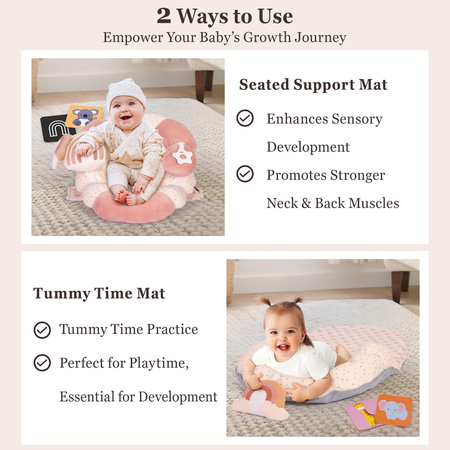 Infant using Foryoomi support pillow for tummy time practice