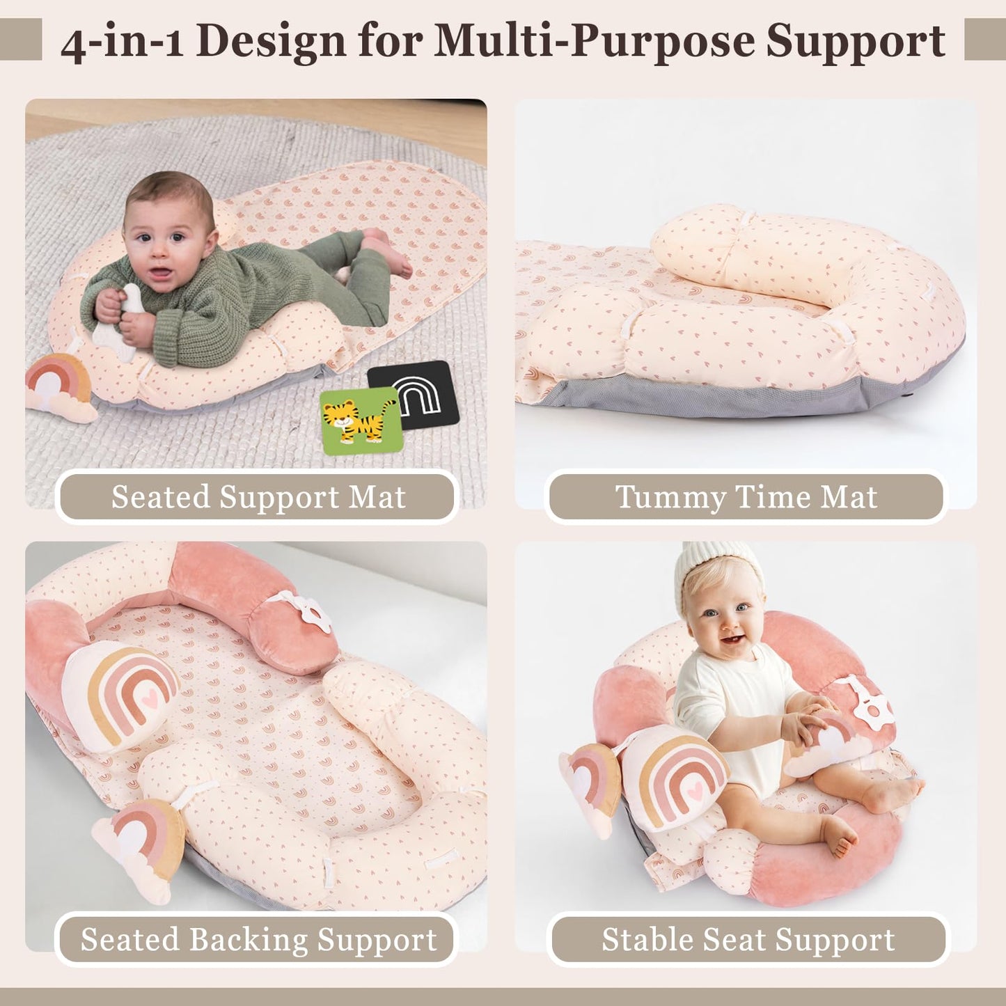 Baby seated in Foryoomi support pillow floor seat